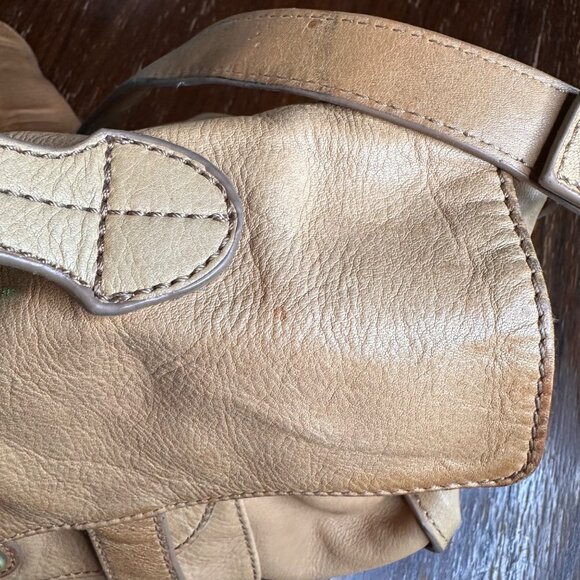 Paul & Joe Sister Tan Leather Y2K Hobo Bag With Adjustable Strap & Multiple Comp - Picture 13 of 16